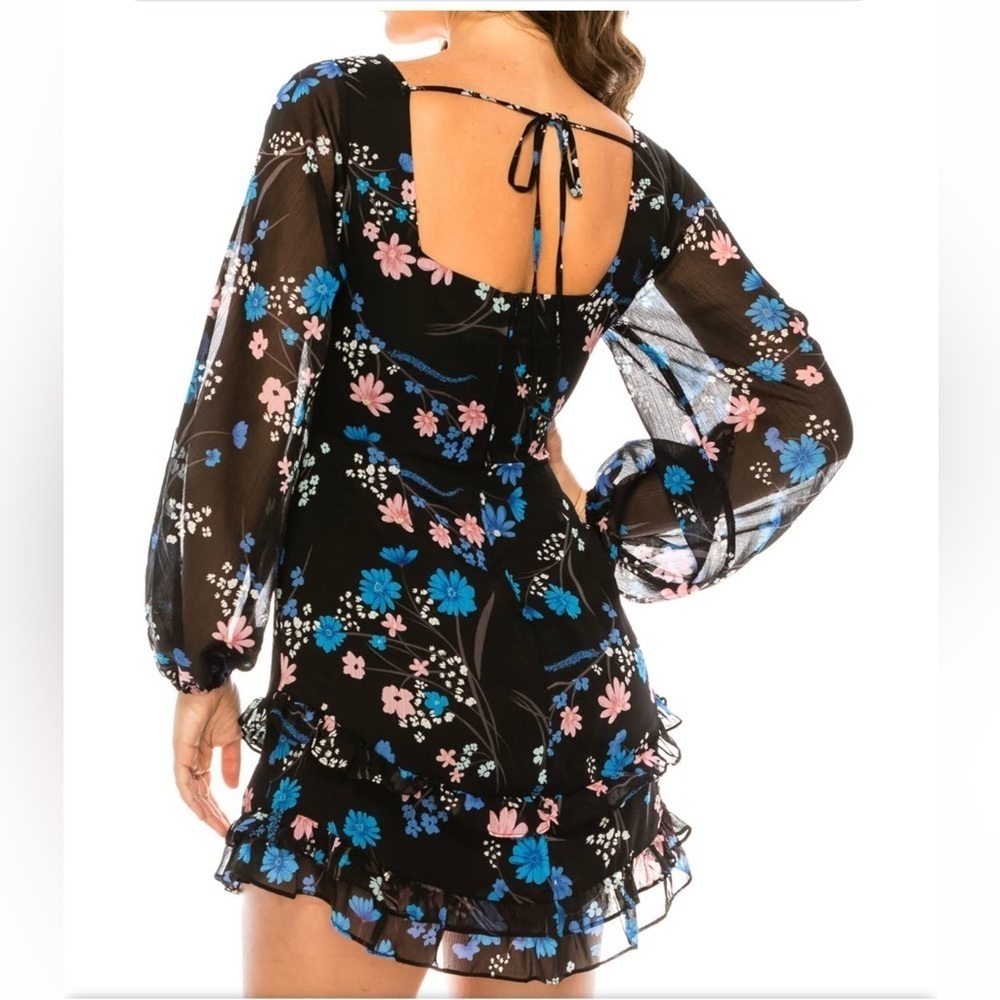 B Darlin Emma Printed Ruffle Dress NEW - Picture 4 of 11